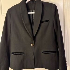 Vintage 1970s Black Wool Blend Blazer • Petite Fit • Made in USA